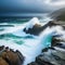 stormy ocean with waves crashing against