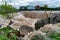 Stormy river after hard rain