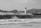 Stormy Santa Cruz Harbor lighthouse