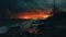 Stormy Scenery: Surrealist Dreamlike Imagery Of Lightning Bolts Over Volcanic Rocks