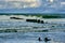 Stormy sea with low floating clouds