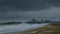 Stormy seas, slow shutter speed and Southsea Pier, Hampshire, UK