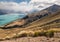 Stormy sky above lake Ohau in South Island, New Zealand