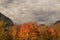 Stormy Sky and Autumn Leaves in Franconia Notch