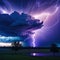 A stormy sky with multiple cloud to ground lightning