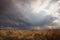 Stormy sky over rural country farmland