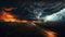 Stormy sky with tornadoes and lightning, a powerful and dynamic representation of the force of nature