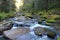 Stormy stream of the mountain river Belokurikha. Altai region. Russia