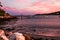 Stormy summer sunset sky over Long Cove in Bristol, Maine