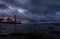 Stormy sunset on the Gulf of Finland at Shepelevsky lighthouse
