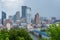 Stormy view of the Pittsburgh skyline and Monongahela River, from Mount Washington, in Pittsburgh, Pennsylvania