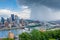 Stormy view of the Pittsburgh skyline and Monongahela River, from Mount Washington, in Pittsburgh, Pennsylvania