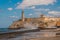 Stormy waves hitting the seawall near to The Castillo Del Morro lighthouse in Havana. The old fortress Cuba