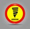 Stormy Weather Ahead Sign Board, Hurricane indication. Graphic banner of hurricane warning. Icon, sign, symbol, indication of the