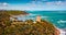 Stormy wether in Gargano National Park. Beautiful summer view of Torre di San Felice  tower in Apulia region, Italy, Europe. Morni