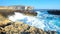 The storn with huge waves on San Lawrenz coast, Malta.