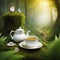 Story of the imagination Alice in White Herald Cheshire fantastic forest ferns Looking Tea Party