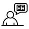 Storyteller thinking icon, outline style