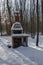 Stove brick masonry for barbecue in the snowy forest covered with snow near town, Zavet