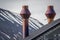 Stovepipe chimneys on top of roof in Longyearbyen, Norway