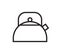 Stovetop whistling kettle icon. Stainless steel tea kettle outline symbol, minimalistic flat design style