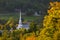 Stowe Community Church in the early fall