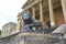 Stowe House and it`s stone lion