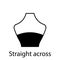 Straight Across of Fashion Neckline Type for Women Blouse, Dress Silhouette Icon. Black T-Shirt, Crop Top on Dummy