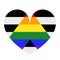 Straight alliance heart flag vector illustration. Straight ally pride, emotional badge symbol.