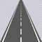 Straight asphalt road with white markings. Highway. Vector.