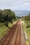 Straight double track railway lines, countryside