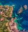 Straight-down view from flying drone. Awesome spring scene of Tonnara di Scopello. Beautiful landscape of Sicily, Italy, Europe.