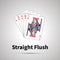 Straight Flush poker combination on gray