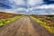 Straight gravel road in Easter Island