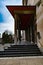 Straight line view through pillared church entrance