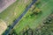 Straight river Niers in Germany aerial shot of the Niederrhein