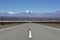 Straight road and Aconcagua mountains, North of Argentina