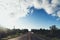 Straight road and Blue sky And white clouds in the morning