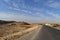 Straight road in a middle of a mountain landscape in altitude in Lebanon. Wilderness