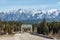 Straight road to the snow mountains in Regional District of East Kootenay Canada