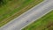 a straight section of the road by road high-speed highway. aerial view top down