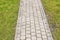 Straight tiled pathway