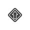 Straight traffic sign vector icon