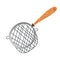 Strainer Sieve, metal mesh vintage strainer for rinsing food, household utensil, isolated vector icon on white