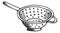 Strainer sketch. Long handle colander. Steel mesh cooking tool