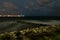 The Straits of Messina at night and the pylon.