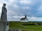 Strandarkirkja church with a staue on a cloudy day in iceland