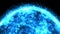Strange alien flaming cold fiery ice blue planet glowing radiation radiance.