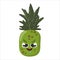 Strange Pineapple insidious cartoon character is scheming isolated on white background