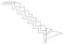 Strange staircase steps up and down. Frontal perspective. Continuous line drawing. Vector illustration